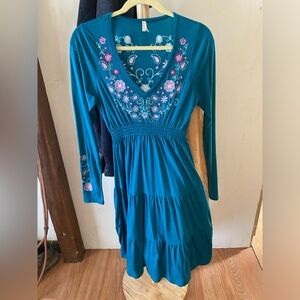 Teal Embroidered Women's Dress Roper